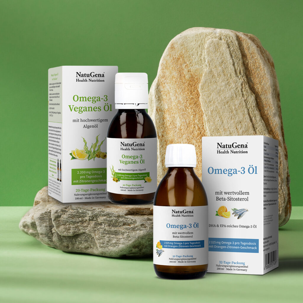 MockUps >> wie man Zeit und Geld bei Produktdarstellung spart 3 Omega-3 Produktreihe von NatuGena